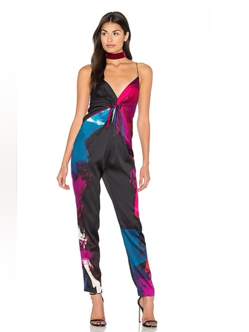Diane Von Furstenberg Size 0 Rylen Multicolored Abstract Print Jumpsuit